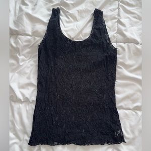 Hanky Panky vintage signature lace tank, color black, some stretch, like new
